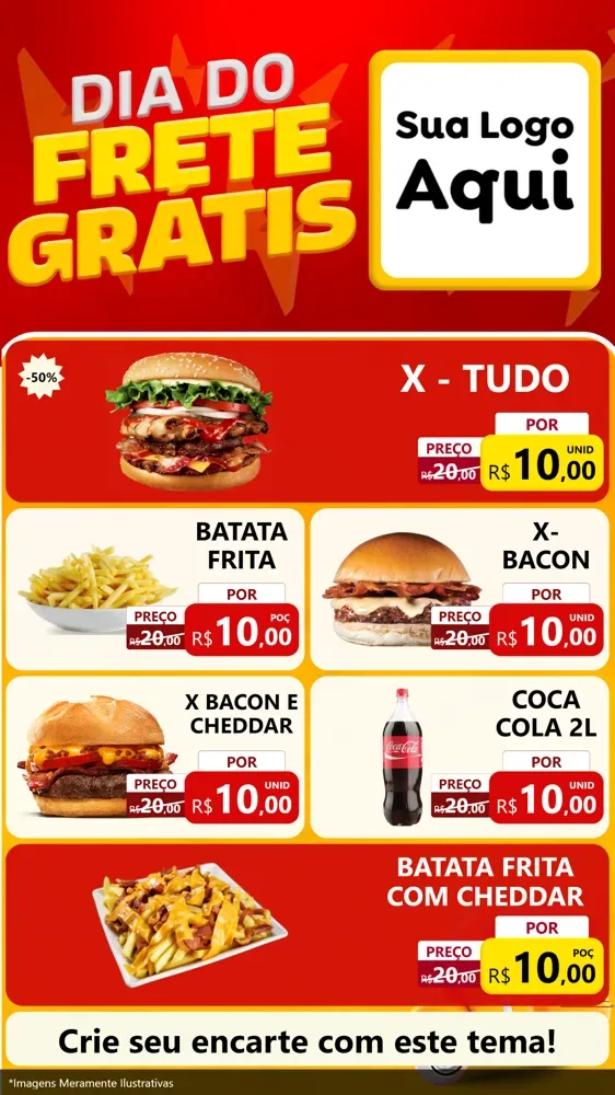Modelo de TV para TV Vertical com o tema Dia do Frete Grátis para Hamburgueria