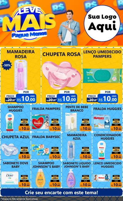 Modelo de Encarte para Encarte Grande com o tema Leve Mais, Pague Menos para Bebês