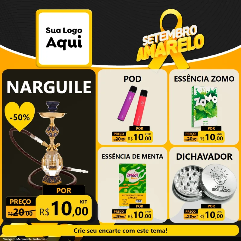 Modelo de Rede Social para Feed Facebook com o tema Setembro Amarelo para Tabacaria
