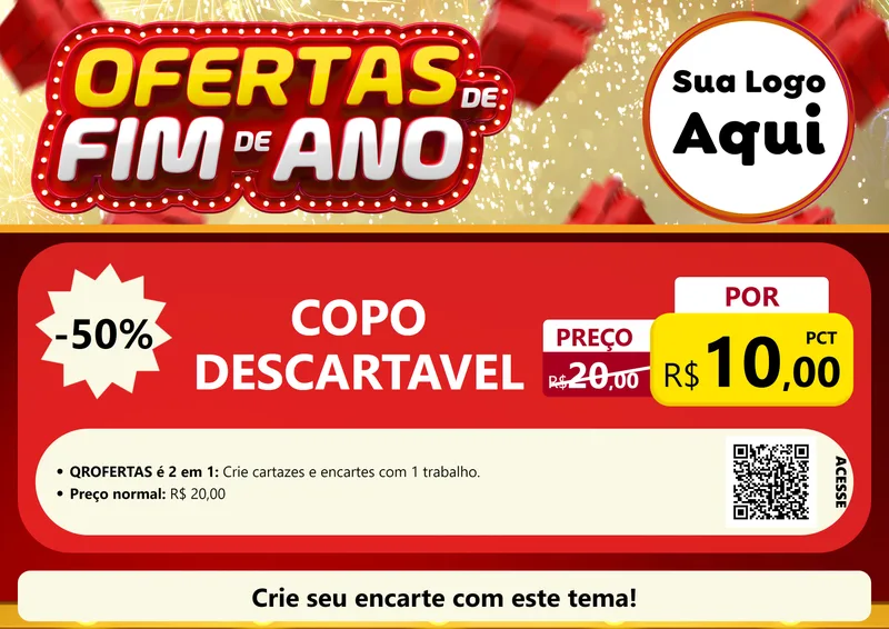 Modelo de Cartaz para Cartaz A4 Horizontal com o tema Ofertas de Fim de Ano para Embalagens