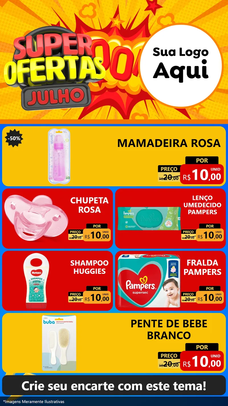 Modelo de TV para TV Vertical com o tema Super Ofertas Julho para Bebês