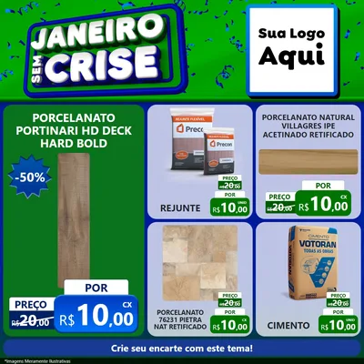 Modelo de Rede Social para Feed Facebook com o tema Janeiro Sem Crise para Pisos e revestimentos