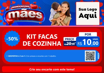 Modelo de Cartaz para Cartaz A4 Horizontal com o tema Promoção das Mães para Utilidades Domésticas