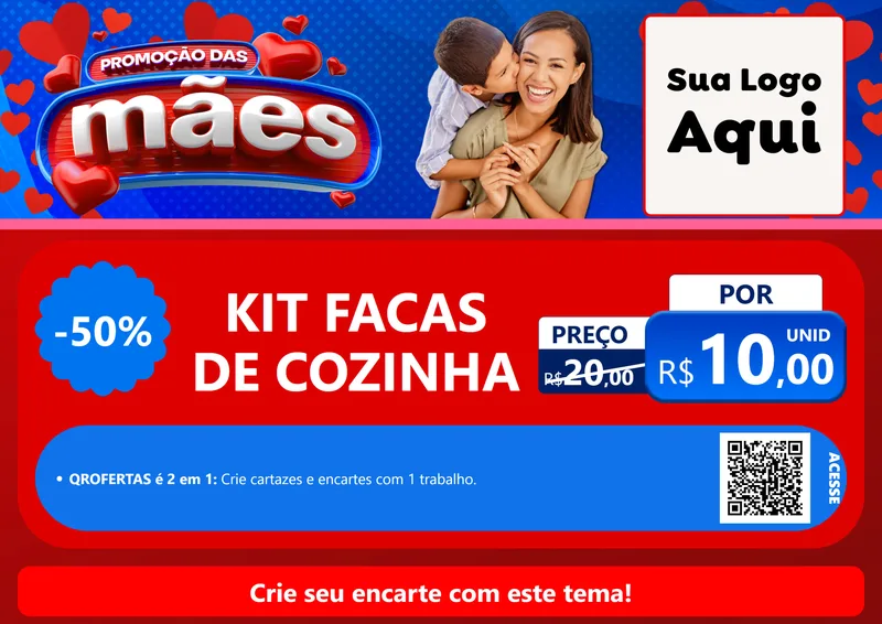 Modelo de Cartaz para Cartaz A4 Horizontal com o tema Promoção das Mães para Utilidades Domésticas