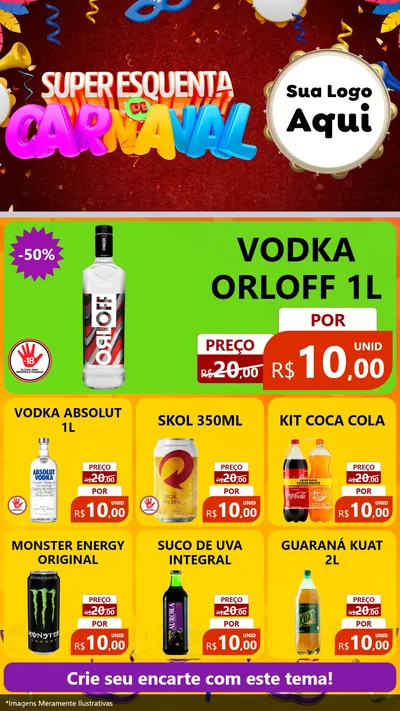 Modelo de Rede Social para Stories com o tema Super Esquenta de Carnaval para Distribuidora de bebidas