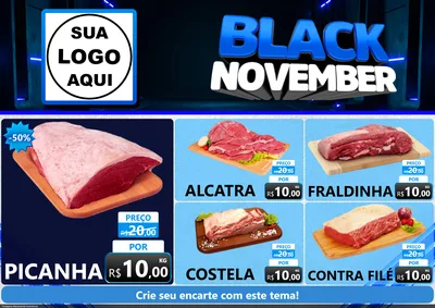 Modelo de Encarte para Encarte A4 Horizontal com o tema Black November para Açougue