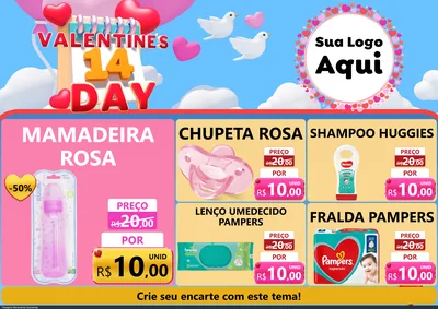 Modelo de Encarte para Encarte A4 Horizontal com o tema Valentine's Day para Bebês