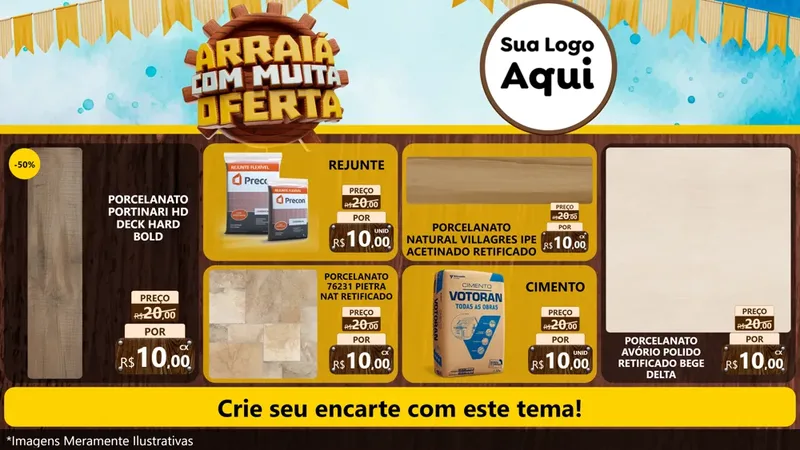 Modelo de TV para TV Horizontal com o tema Ofertas de São João - Junina para Pisos e revestimentos