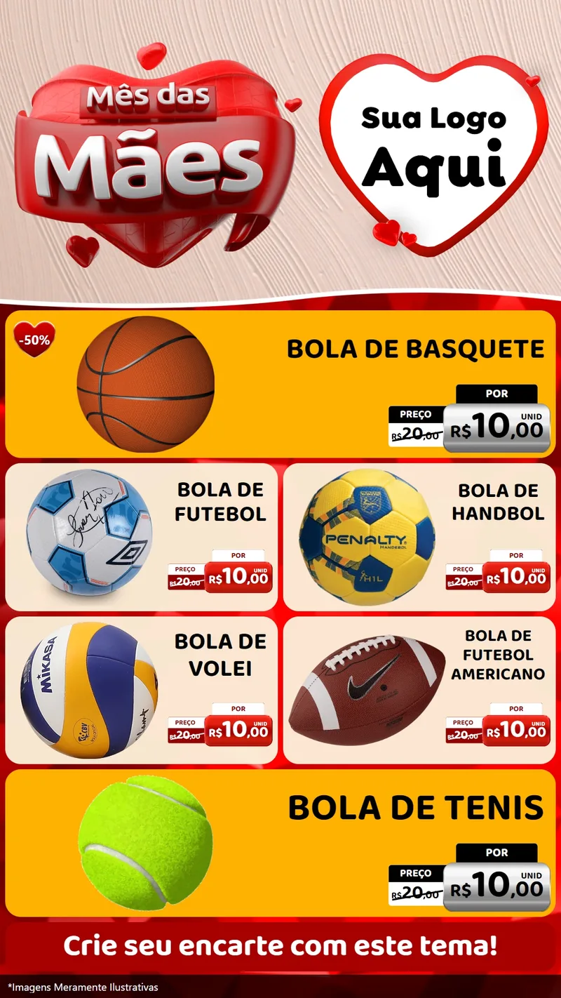 Modelo de TV para TV Vertical com o tema Mês das Mães para Artigos Esportivos