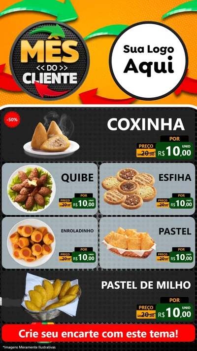 Modelo de TV para TV Vertical com o tema Mês do Cliente para Salgadaria