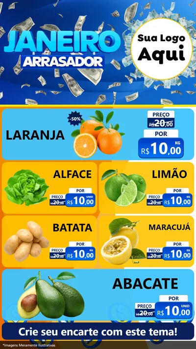 Modelo de TV para TV Vertical com o tema Janeiro Arrasador para Hortifrúti