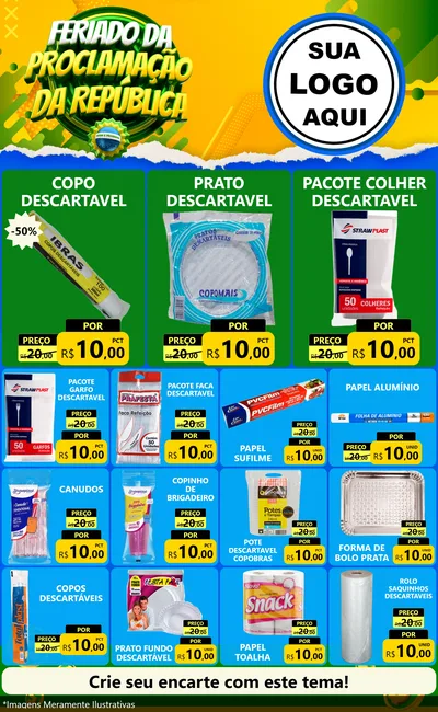 Modelo de Encarte para Encarte Grande com o tema Feriado da Proclamação da República para Embalagens