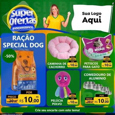 Modelo de Rede Social para Feed Facebook com o tema Super Ofertas de Independência para Pet Shop