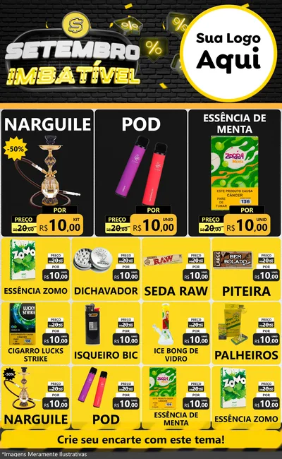 Modelo de Encarte para Encarte Grande com o tema Setembro Imbatível para Tabacaria
