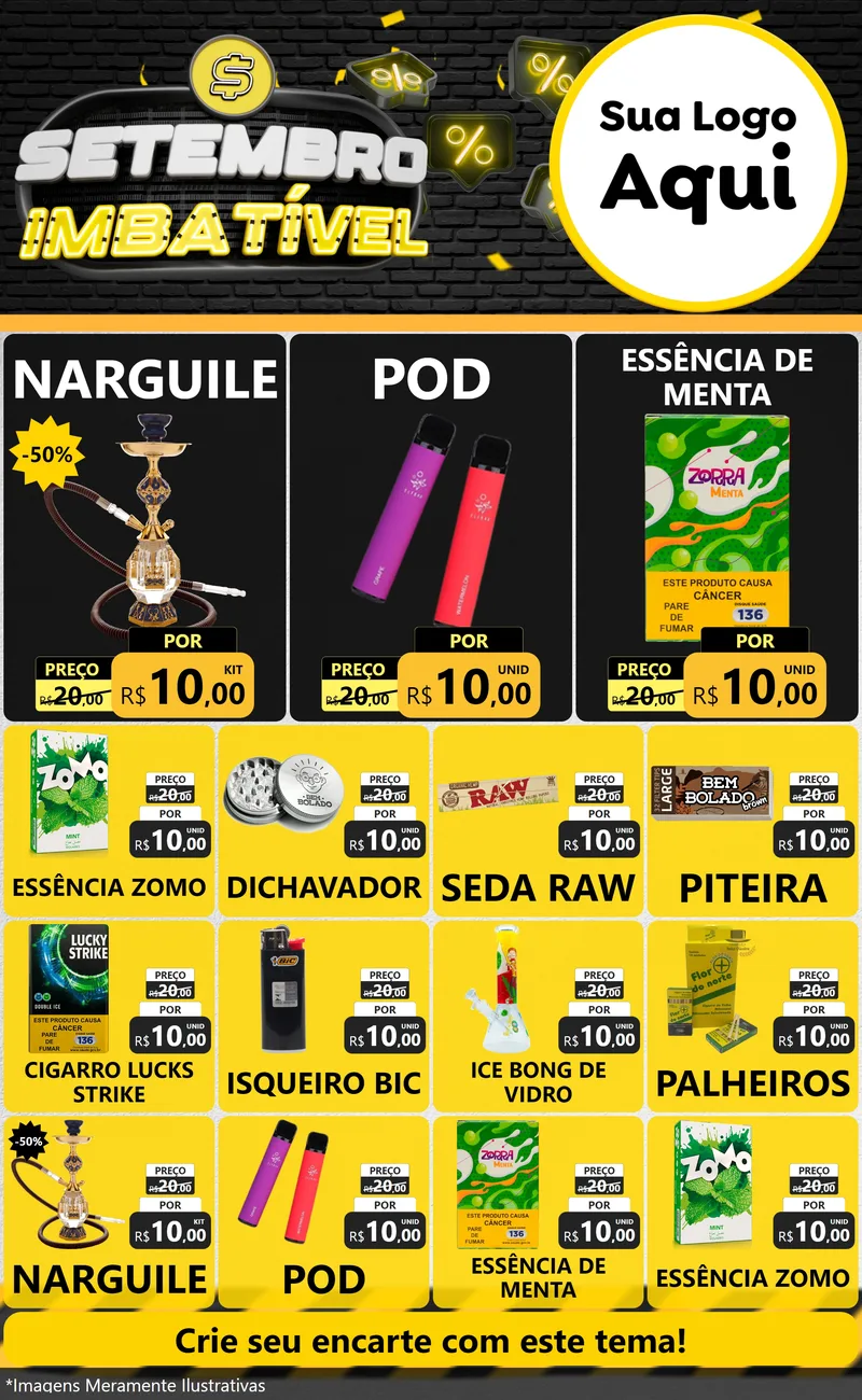 Modelo de Encarte para Encarte Grande com o tema Setembro Imbatível para Tabacaria