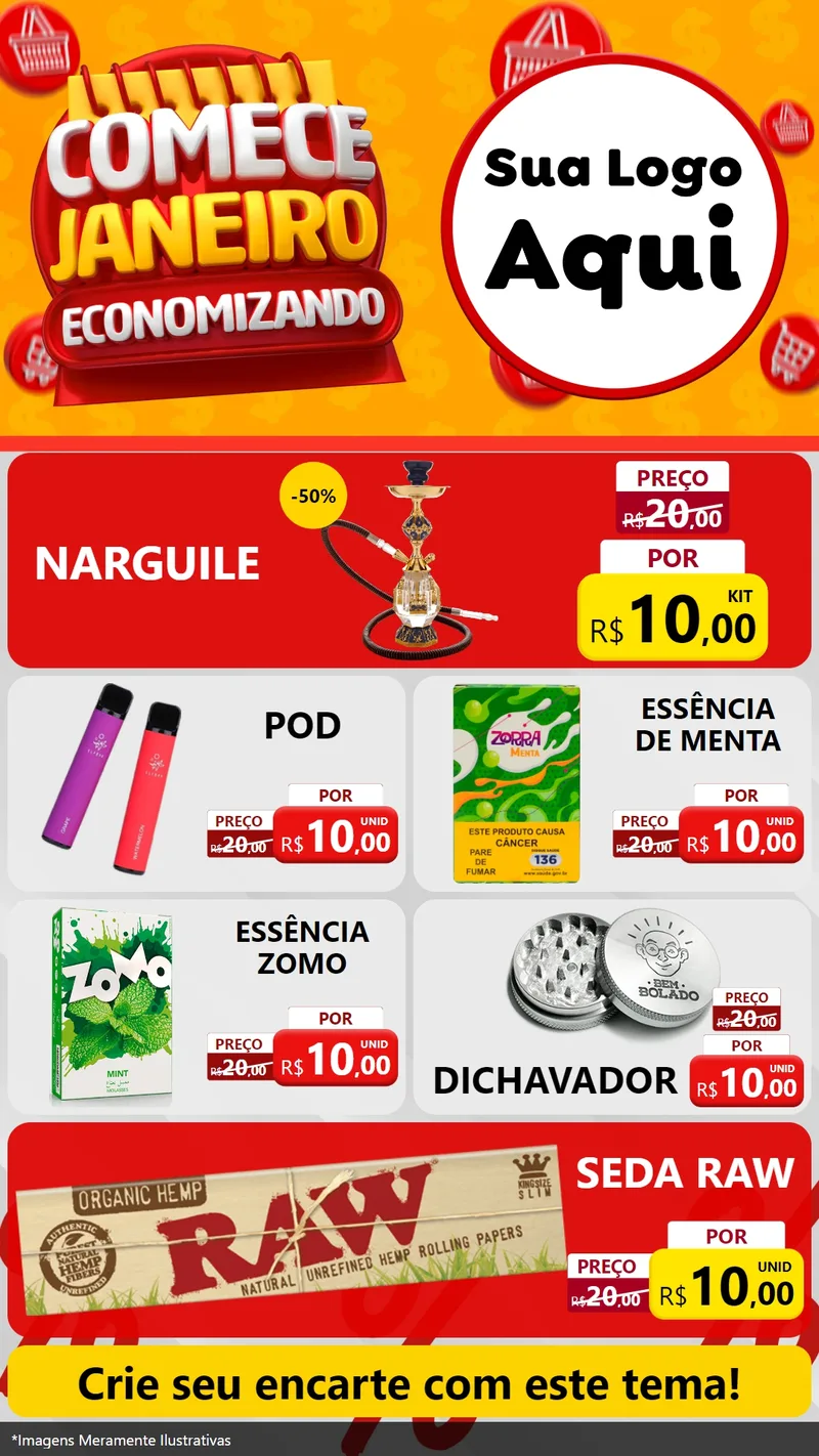 Modelo de TV para TV Vertical com o tema Comece Janeiro Economizando para Tabacaria