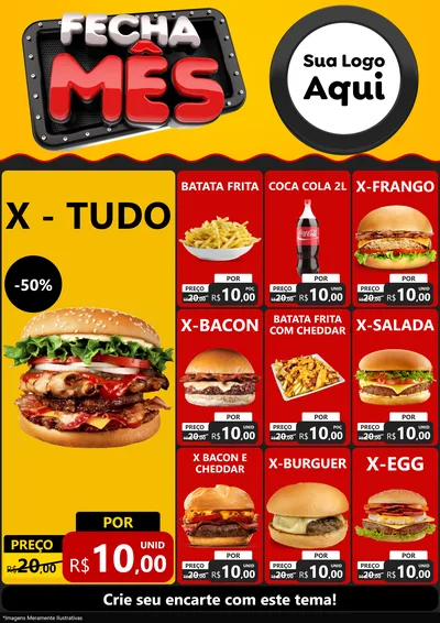 Modelo de Encarte para Encarte A4 Vertical com o tema Fecha Mês para Hamburgueria