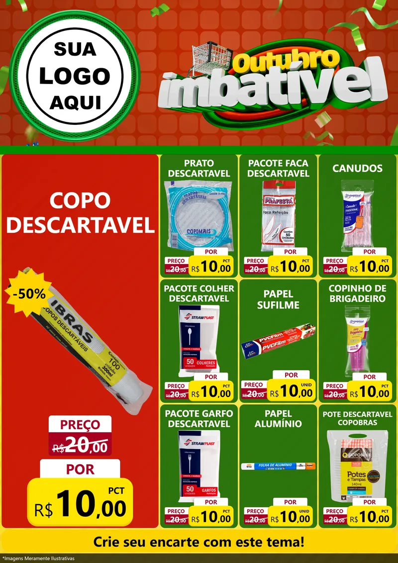 Modelo de Encarte para Encarte A4 Vertical com o tema Outubro Imbatível para Embalagens