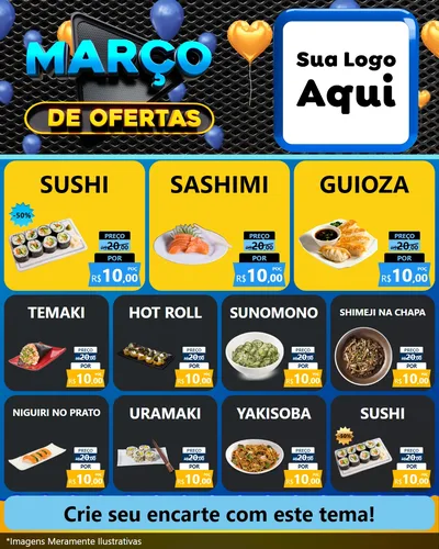Modelo de Rede Social para Feed Instagram com o tema Março de Ofertas para Comida japonesa