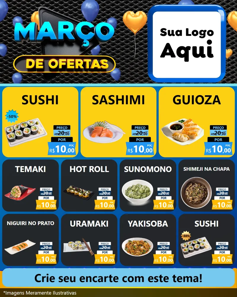 Modelo de Rede Social para Feed Instagram com o tema Março de Ofertas para Comida japonesa