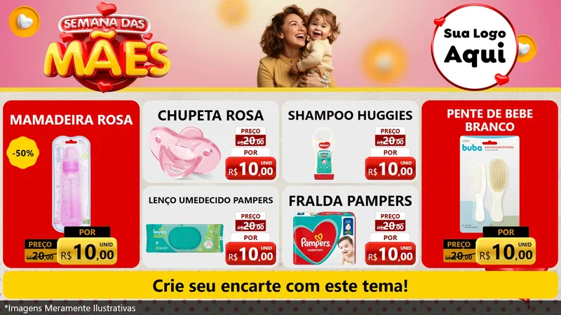 Modelo de TV para TV Horizontal com o tema Semana das Mães para Bebês