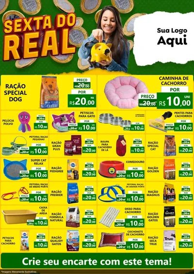 Modelo de Encarte para Encarte A4 Vertical com o tema Sexta do Real para Pet Shop