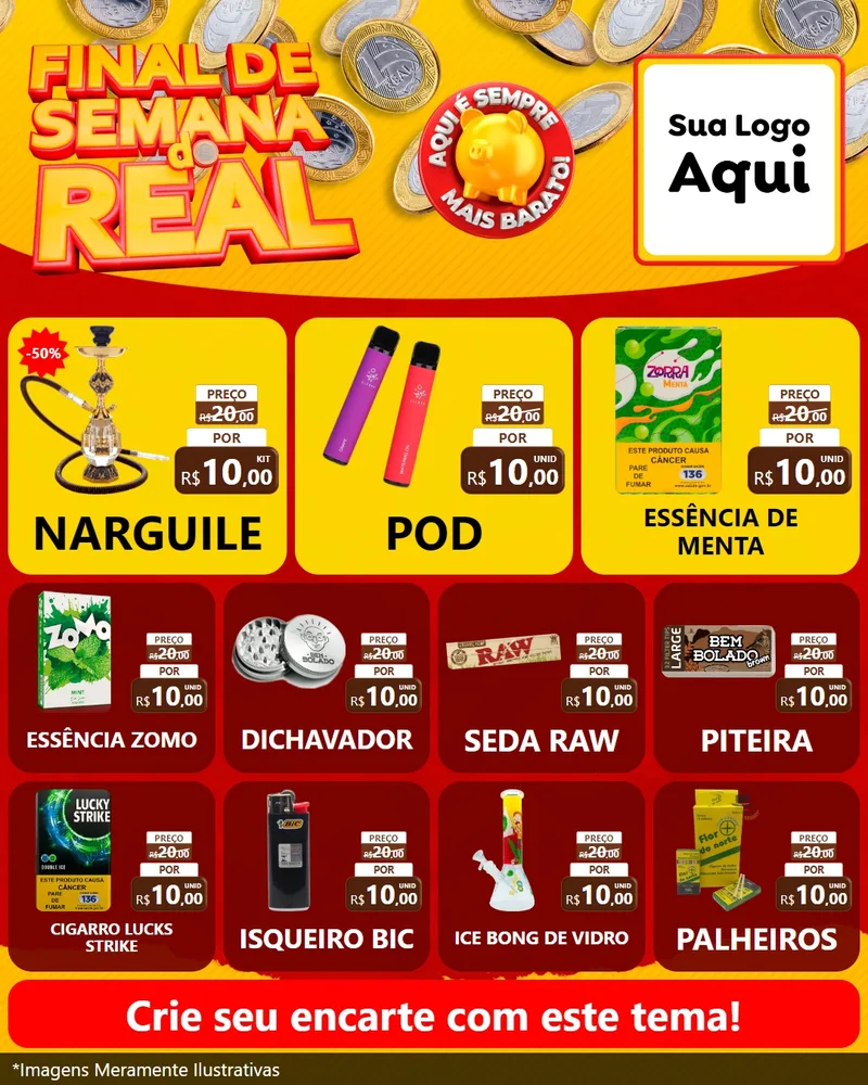 Modelo de Rede Social para Feed Instagram com o tema Final de Semana do Real para Tabacaria