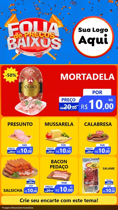 Modelo de Rede Social para Stories com o tema Folia de Preços Baixos para Frios e Laticínios