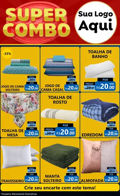 Modelo de Encarte para Encarte Grande com o tema Super Combo para Cama, Mesa e Banho