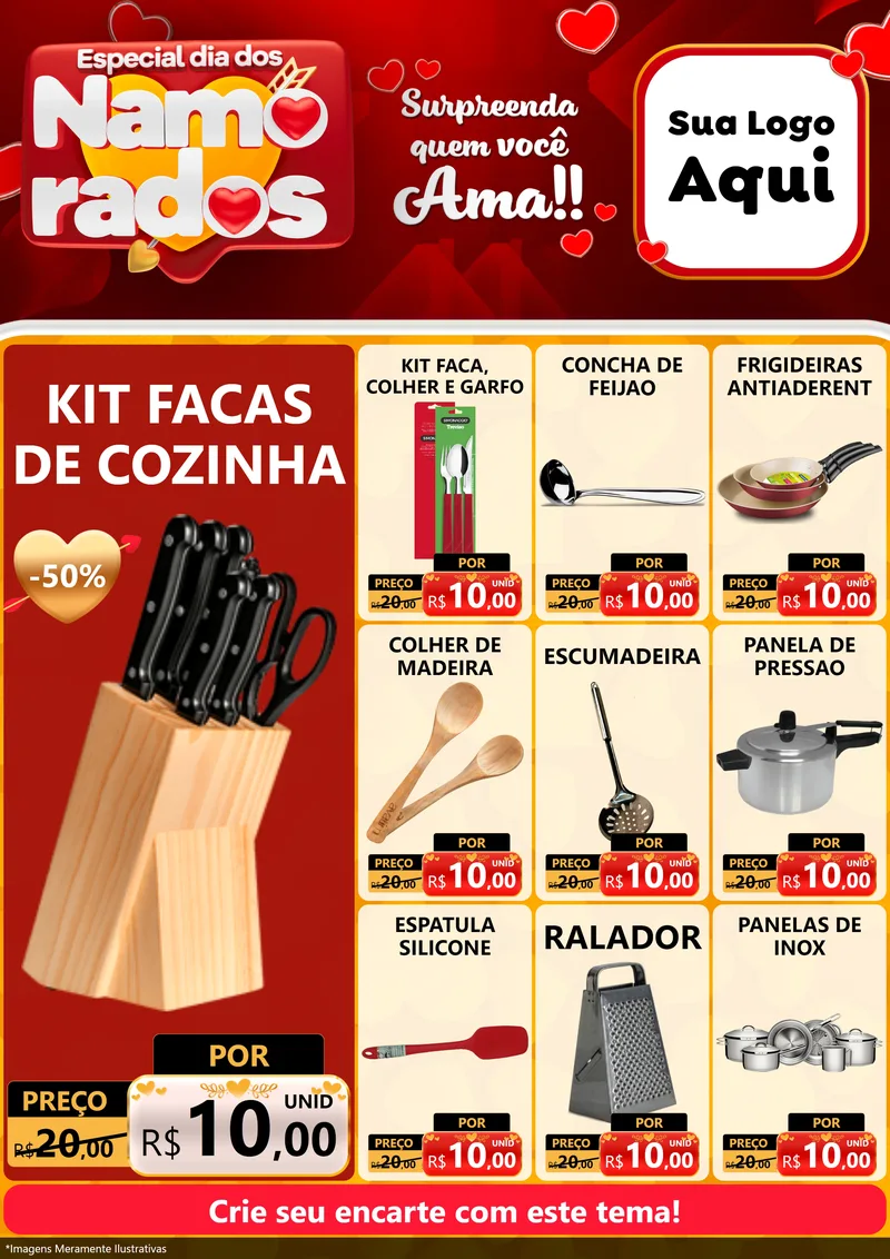 Modelo de Encarte para Encarte A4 Vertical com o tema Especial Dia dos Namorados para Utilidades Domésticas