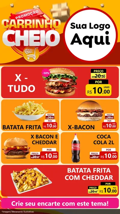 Modelo de TV para TV Vertical com o tema Promoção carrinho cheio para Hamburgueria