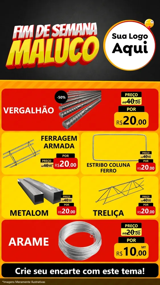 Modelo de TV para TV Vertical com o tema Final de Semana Maluco para Ferragens