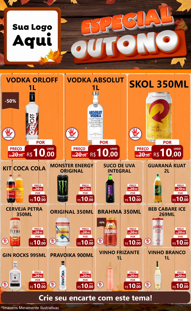Modelo de Encarte para Encarte Grande com o tema Especial Outono para Distribuidora de bebidas