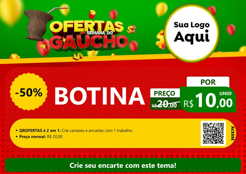 Modelo de Cartaz para Cartaz A4 Horizontal com o tema Ofertas Semana Do Gaúcho para Agropecuária