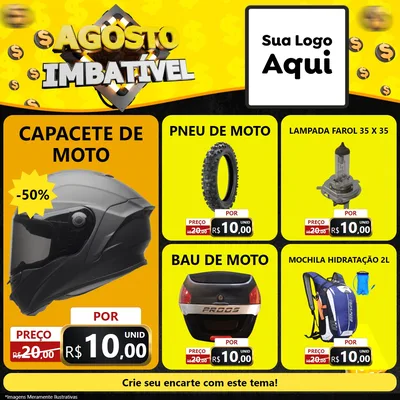 Modelo de Rede Social para Feed Facebook com o tema Agosto Imbatível para Moto peças