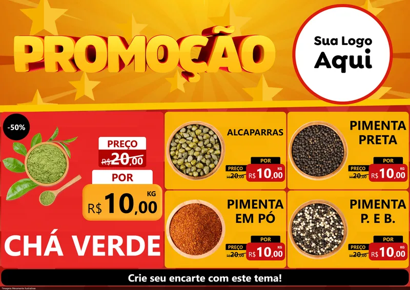 Modelo de Encarte para Encarte A4 Horizontal com o tema Promoção para Produtos Naturais