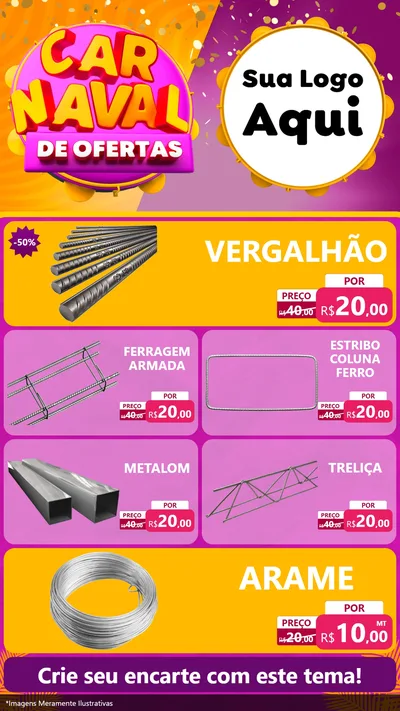 Modelo de TV para TV Vertical com o tema Carnaval de Ofertas para Ferragens