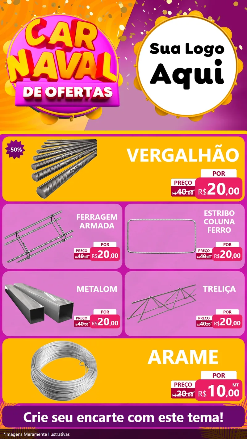 Modelo de TV para TV Vertical com o tema Carnaval de Ofertas para Ferragens