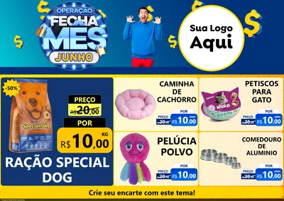 Modelo de Encarte para Encarte A4 Horizontal com o tema Operação Fecha Mês, Junho para Pet Shop