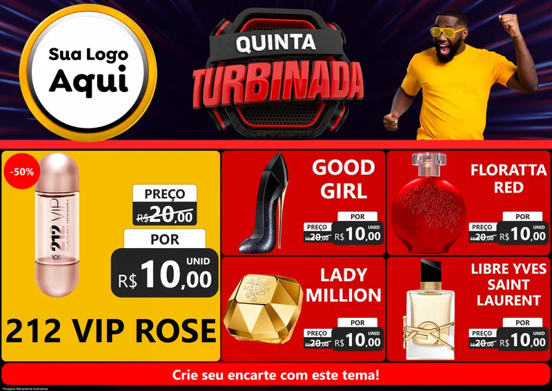 Modelo de Encarte para Encarte A4 Horizontal com o tema Quinta Turbinada para Perfumes