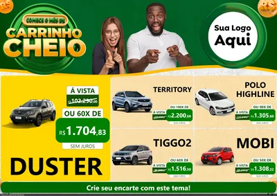 Modelo de Encarte para Encarte A4 Horizontal com o tema Carrinho Cheio para Concessionaria de Carros