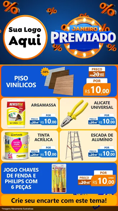 Modelo de TV para TV Vertical com o tema Janeiro Premiado para Material para Construção