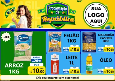 Modelo de Encarte para Encarte A4 Horizontal com o tema Proclamação da República para Supermercado