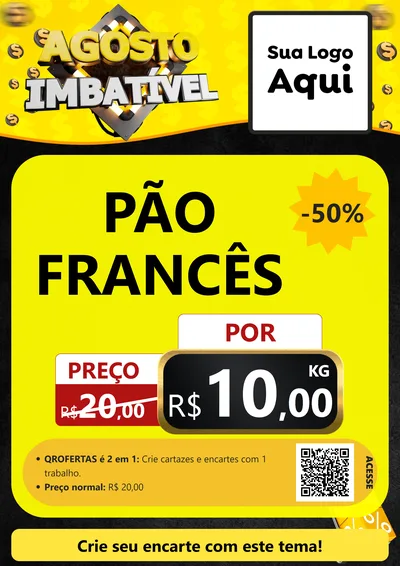Modelo de Cartaz para Cartaz A4 Vertical com o tema Agosto Imbatível para Padaria