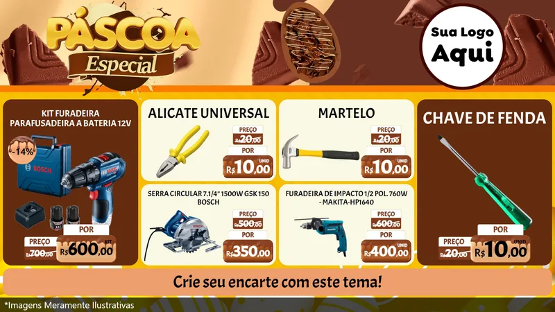 Modelo de TV para TV Horizontal com o tema Páscoa Especial para Maquinas e Ferramentas