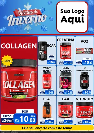 Modelo de Encarte para Encarte A4 Vertical com o tema Ofertas de Inverno para Suplementos alimentares