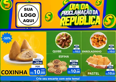 Modelo de Encarte para Encarte A4 Horizontal com o tema Dia Da Proclamação da República para Salgadaria