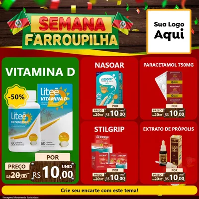 Modelo de Rede Social para Feed Facebook com o tema Semana Farroupilha para Farmácia