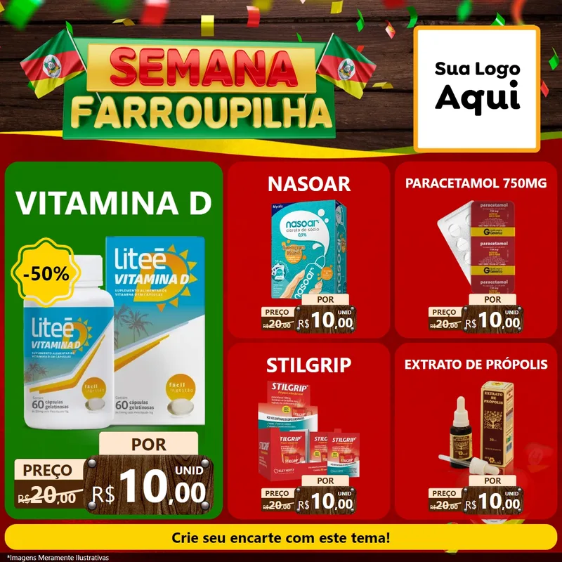 Modelo de Rede Social para Feed Facebook com o tema Semana Farroupilha para Farmácia