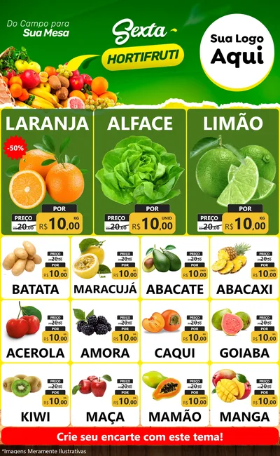Modelo de Encarte para Encarte Grande com o tema Sexta hortifruti para Hortifrúti